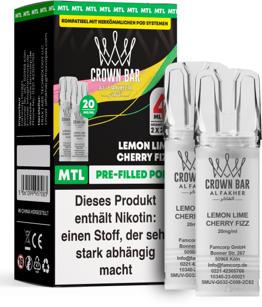 Al Fakher Liquid Pod 2er Pack - Lemon Lime Cherry Fizz