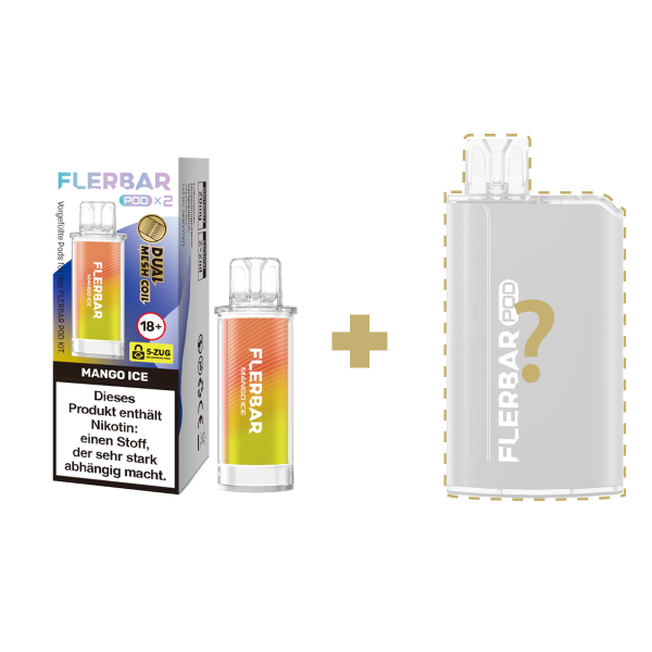 Flerbar Pods - Mango Ice + Zufälliger Akkuträger