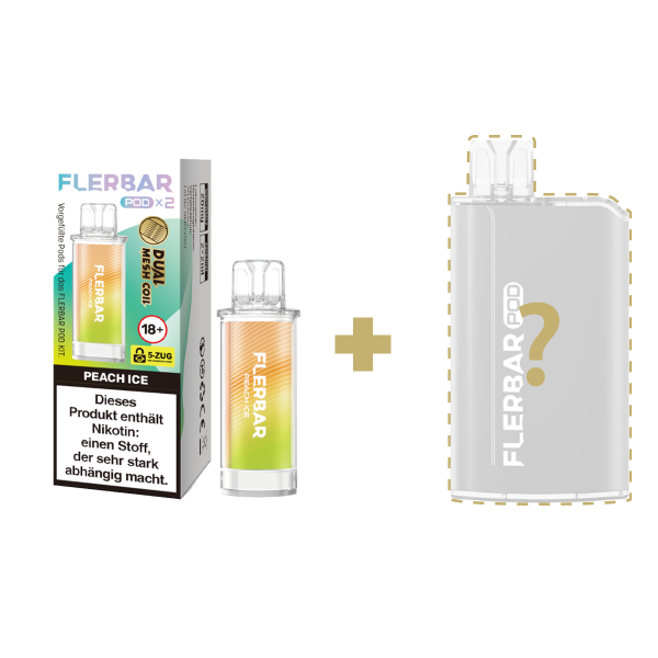 Flerbar Pods - Peach Ice + Zufälliger Akkuträger
