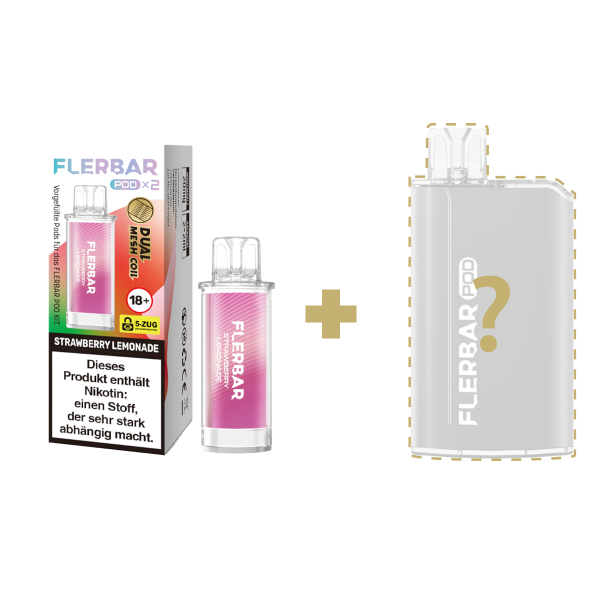 Flerbar Pods - Strawberry Lemonade + Zufälliger Akkuträger